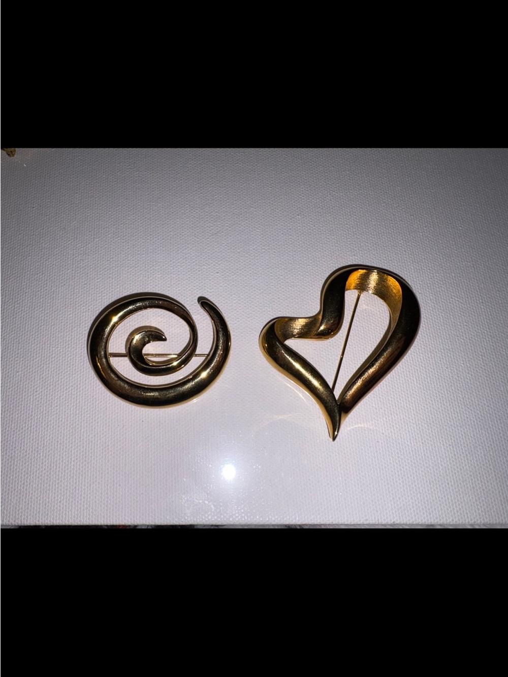NAPIER Swirl Pin gold Tone Whirlpool Spiral + bonus heart brooch Cosplay LARP